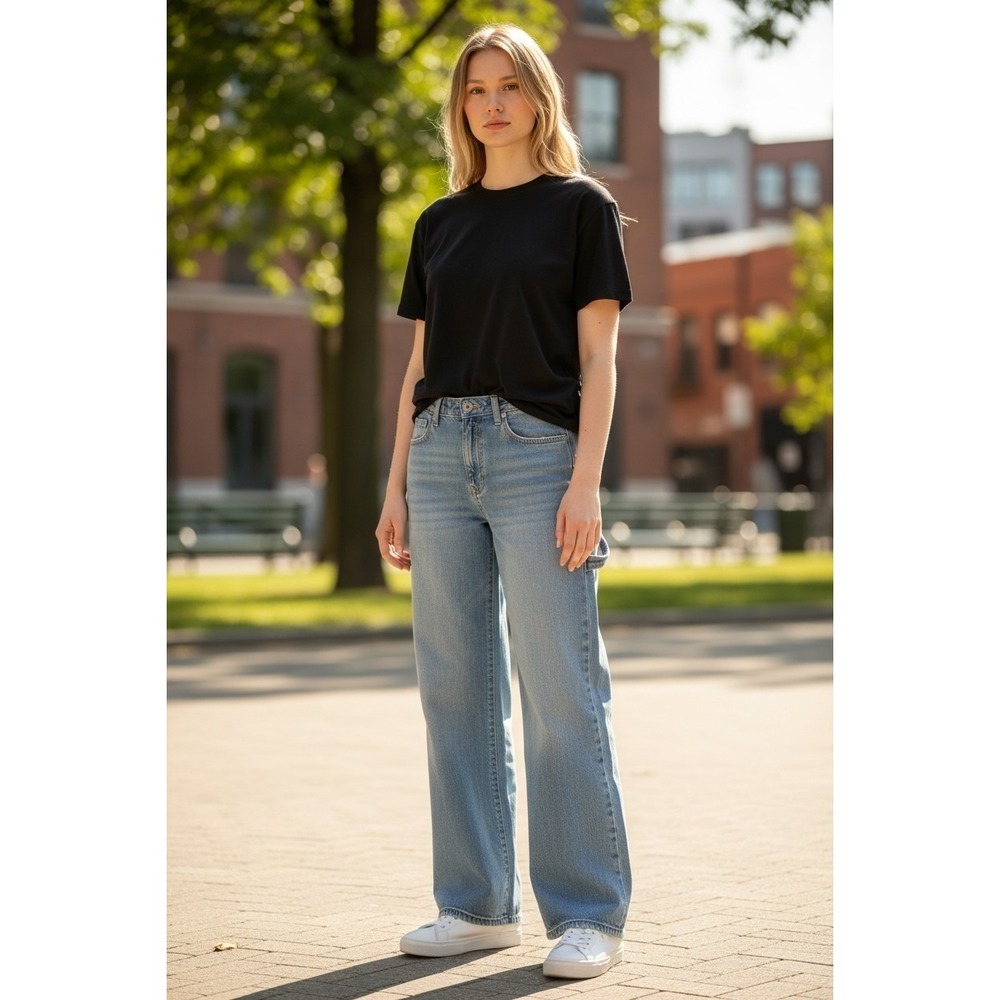 Wild Fable Women's Rigid Jean‎ Liw Rise Baggy Blue Nwt